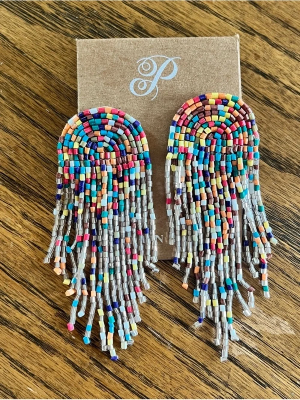 New Plunder Colorful Multicolor Beaded Fringe Earrings